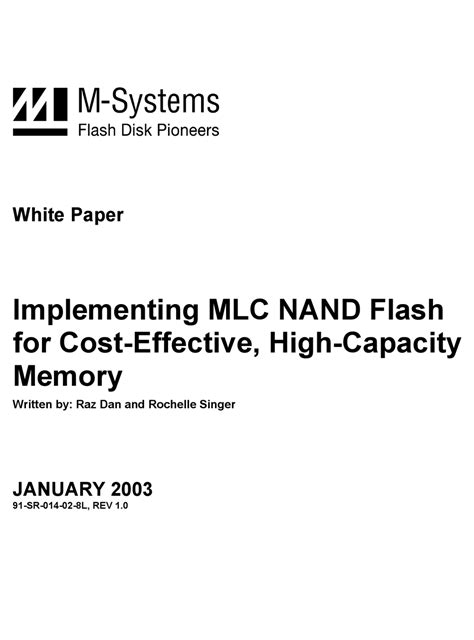 M-Systems Flash Disk Pioneers Flash Memory Manual pdf manual